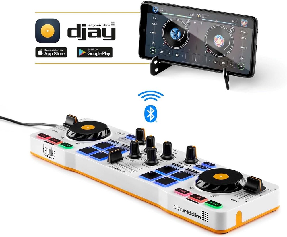 Hercules DJControl Mix Bluetooth Wireless DJ Controller 2 Decks For Smartphones