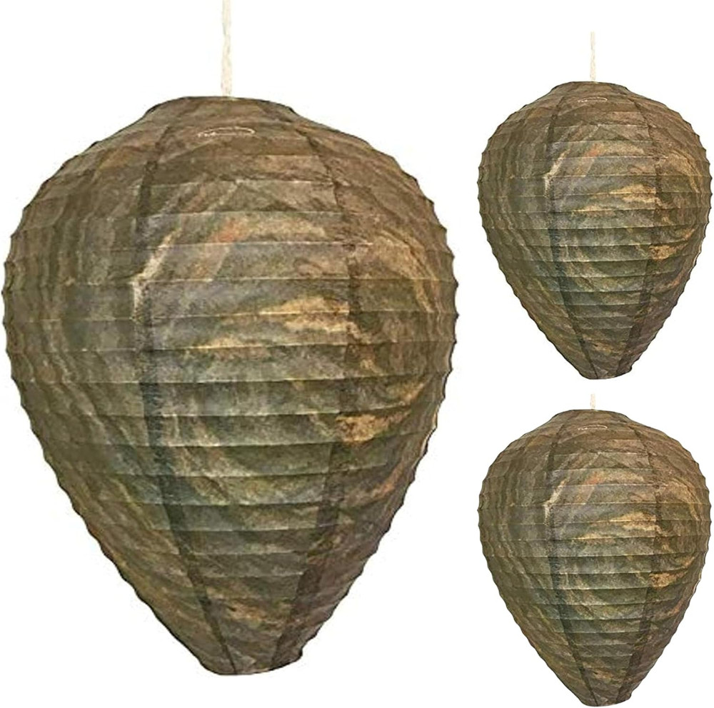 Wasp Nest Decoy - 3 Pack - Eco-Friendly Hanging Repellent