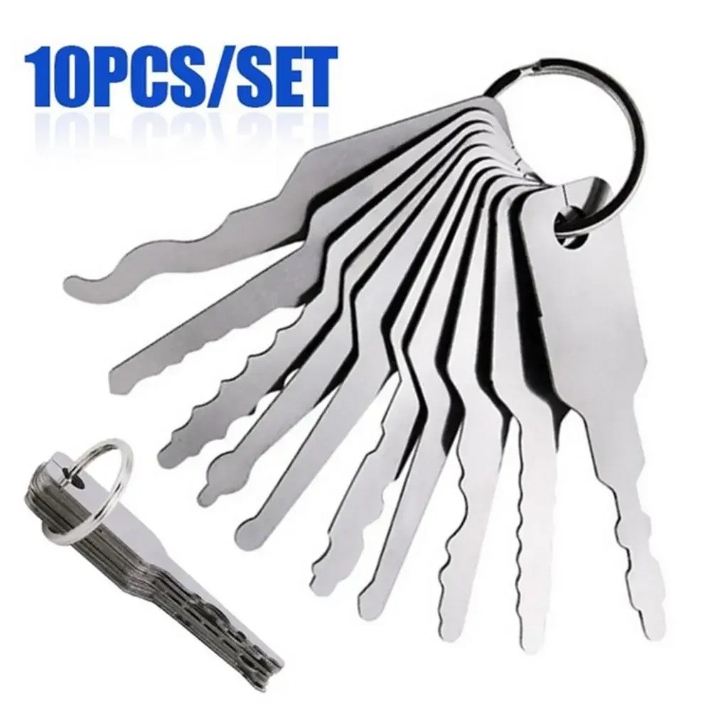 10Pcs Stainless Steel Master Key Skeleton Lock Shape Emergency Tool Replacement