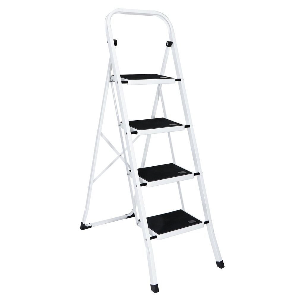 4 Step Ladder Folding Step Ladder for Kitchen Garage Library and Home Sturdy