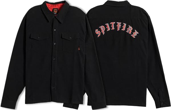 Spitfire Old E EMB Flannel LS Small Black