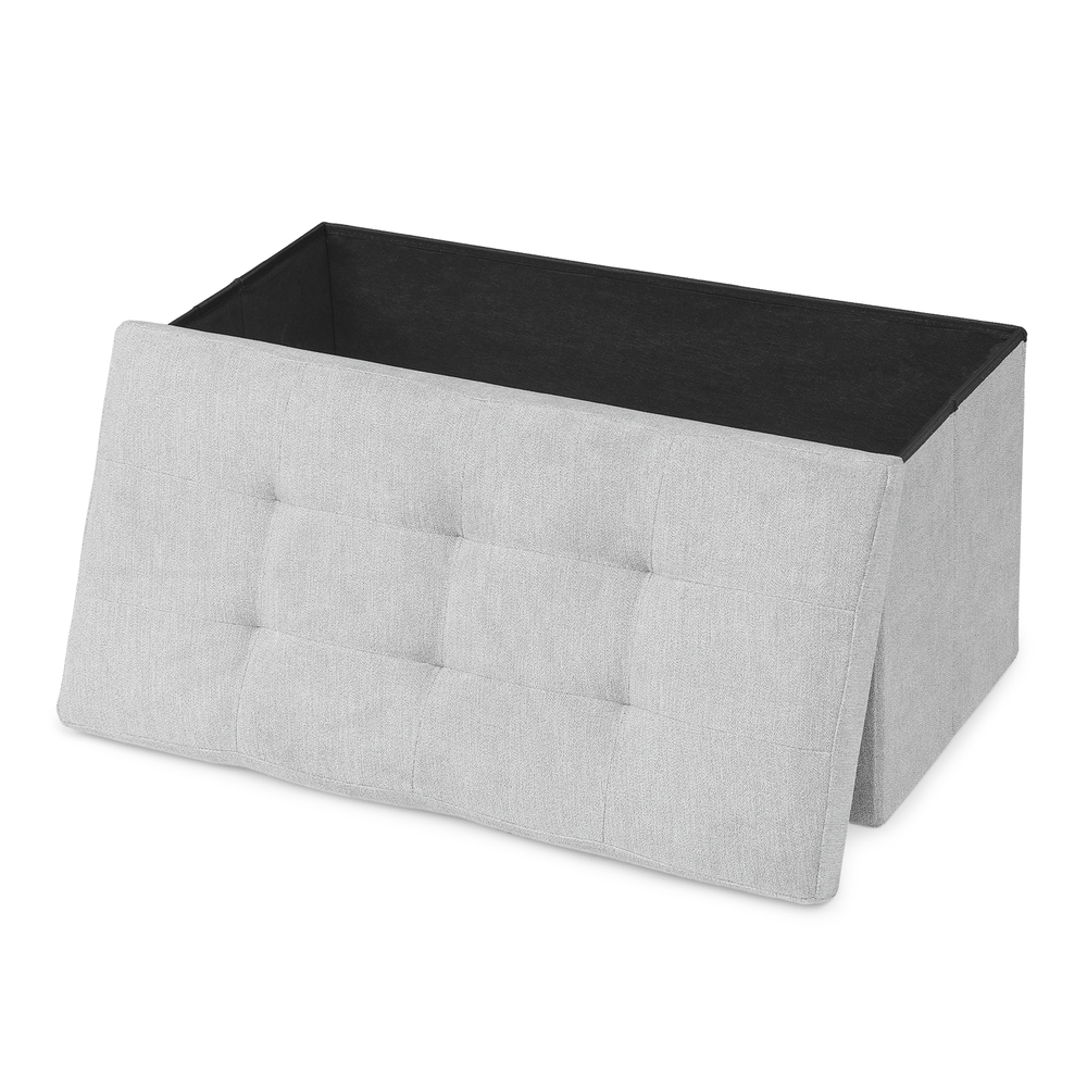 30" Gray Modern Storage Ottoman Benches Fabric Upholstered Rectangular Footstool
