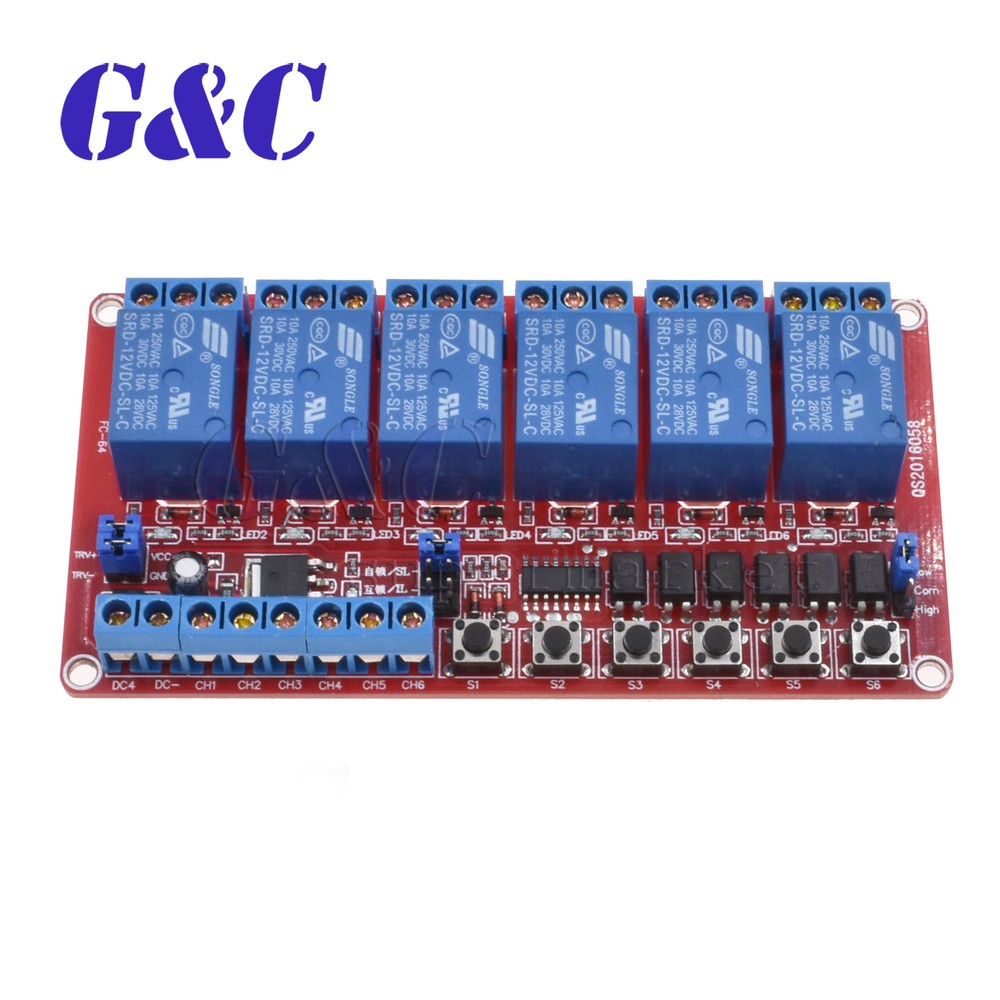 DC 12V 6 Channel Relay Module Self-locking Interlocking Trigger For Arduino