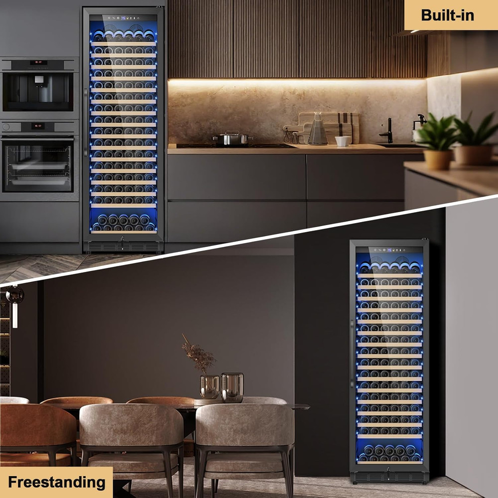 190-Bottle Wine Cooler with Temp Control - Quiet 24" Fridge Design