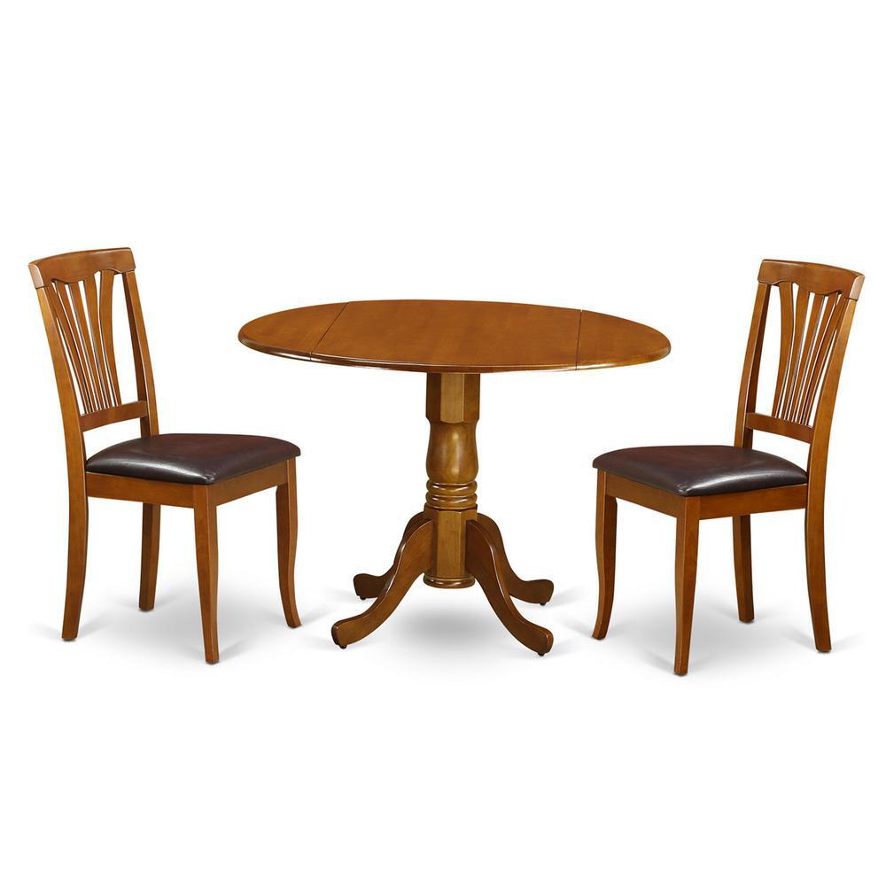 3 PC Kitchen Table set-Dining Table and 2 Leather Kitchen Chairs