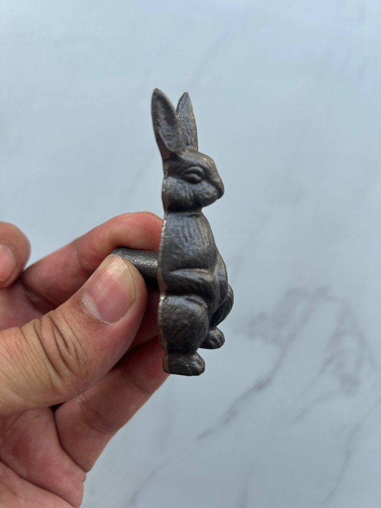 Vintage Cast Iron Rabbit Door Drawer Cabinet Knob Handle Pull 6Pcs