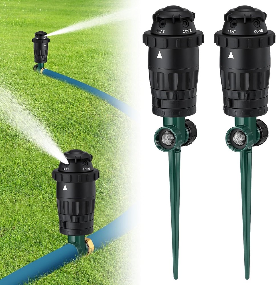 2 Pack Aluminum Sprinklers - 5 Spray Patterns, Adjustable Coverage, Large Yar...
