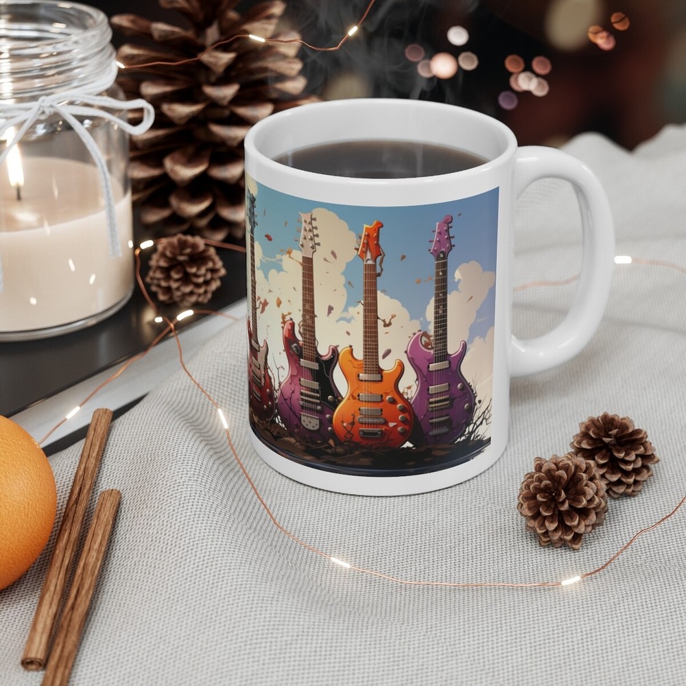 Strings & Sips: The Ultimate Guitar Lover's Mug White Ceramic Mug 11oz