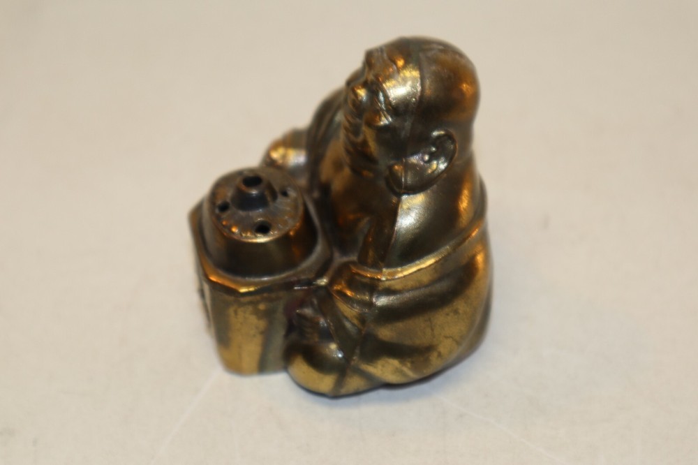 Vintage 3" Tall Brass Buddah Budda Incense Burner Nice