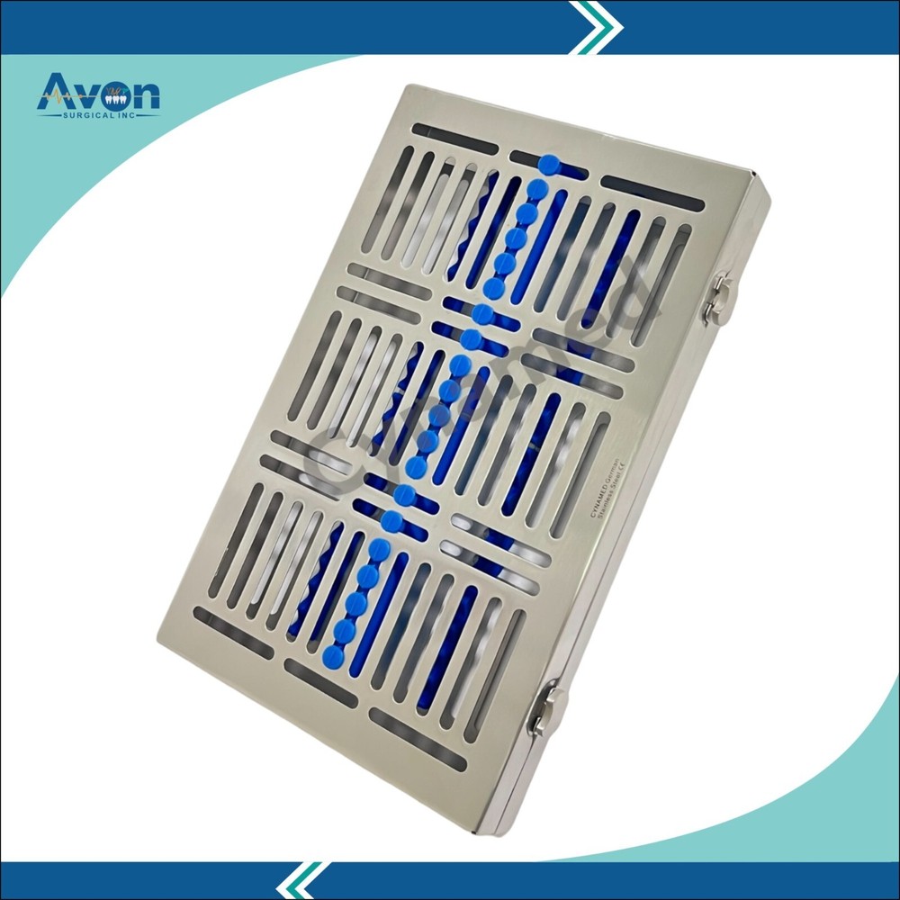 2PK - Sterilization Cassette w/ Button Locks & Silicone Inserts 11" x 7" x 1"