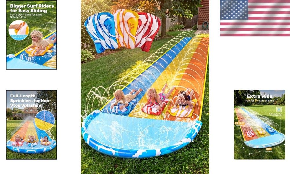 Triple Slide with Middle Sprinklers