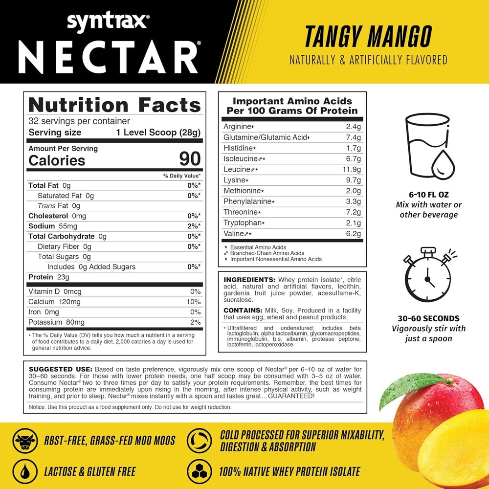 Syntrax Nectar 2lb Protein Powder - Tangy Mango