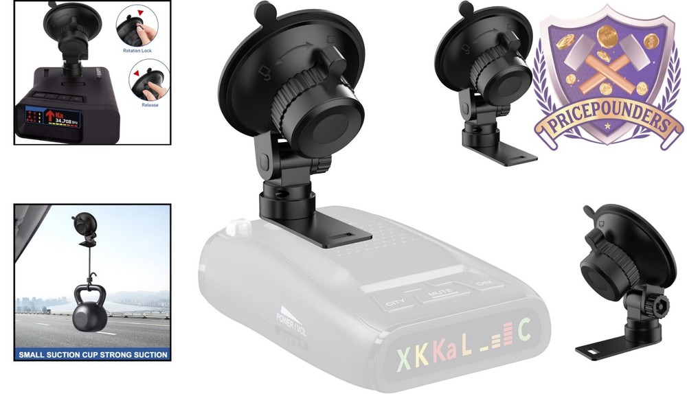Upgraded Suction Cup Car Mount for Uniden Radar Detectors - Adjustable & Sturdy