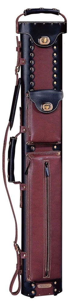 INSTROKE 3X5 POOL CUE CASE BLACK & BROWN LEATHER BUILT SOLID NEW FREE SHIPPING
