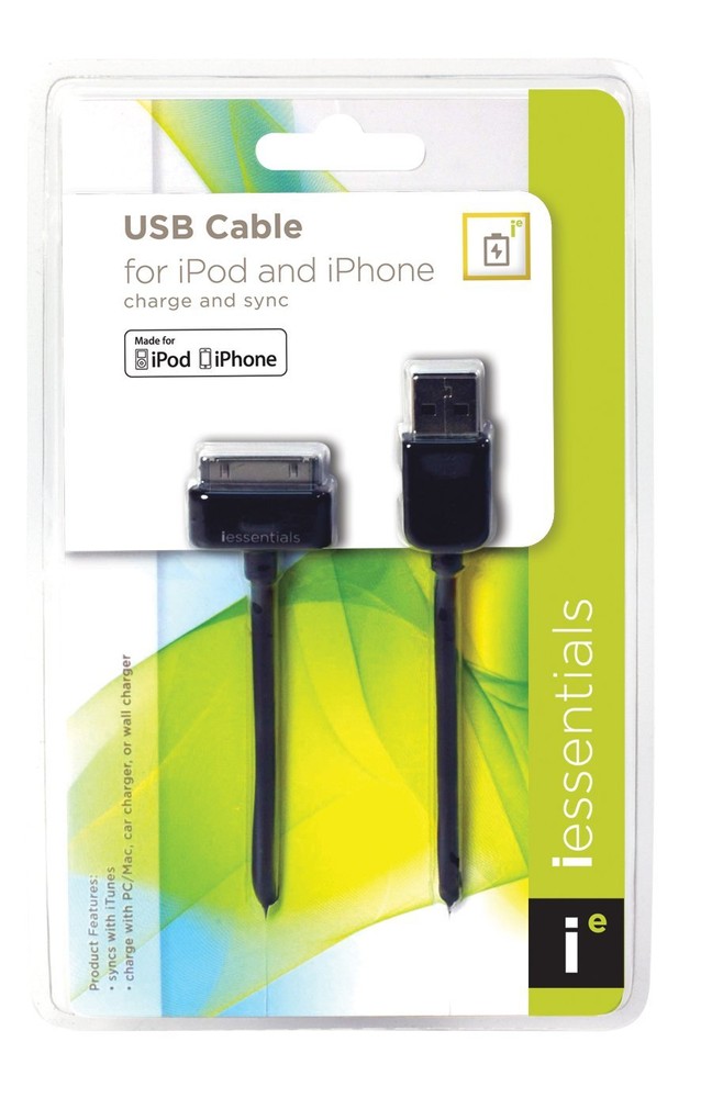 Mizco iessentials USB Sync Cable for iPod/iPhone (Black)