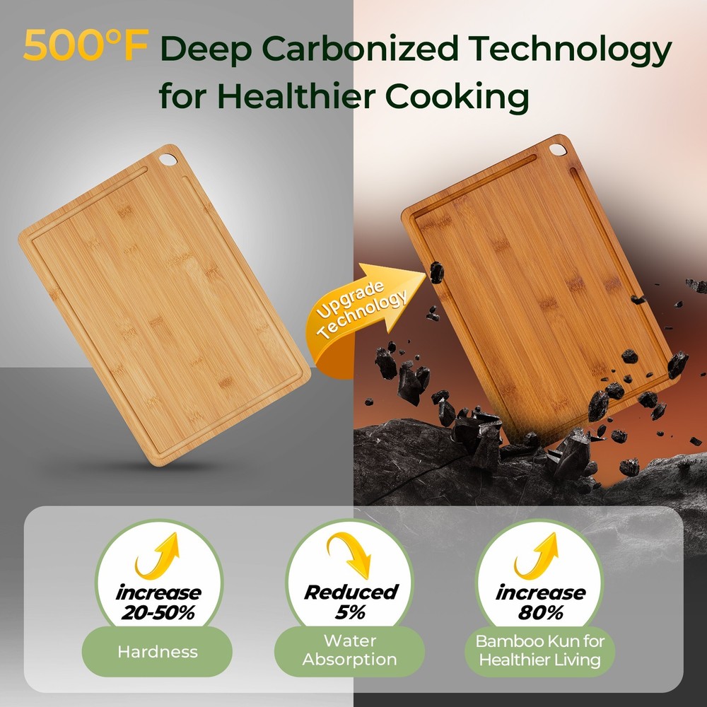 KeeCHEE® 3-Pcs Carbonized Bamboo Cutting Board