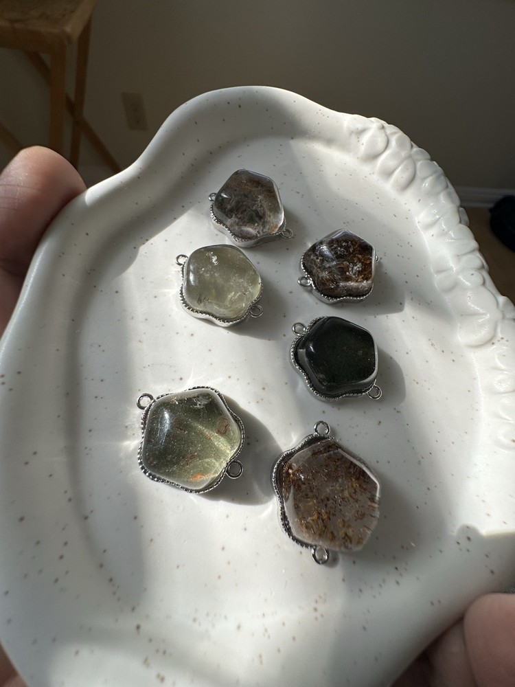 5x Natural Phantom Quartz Charms