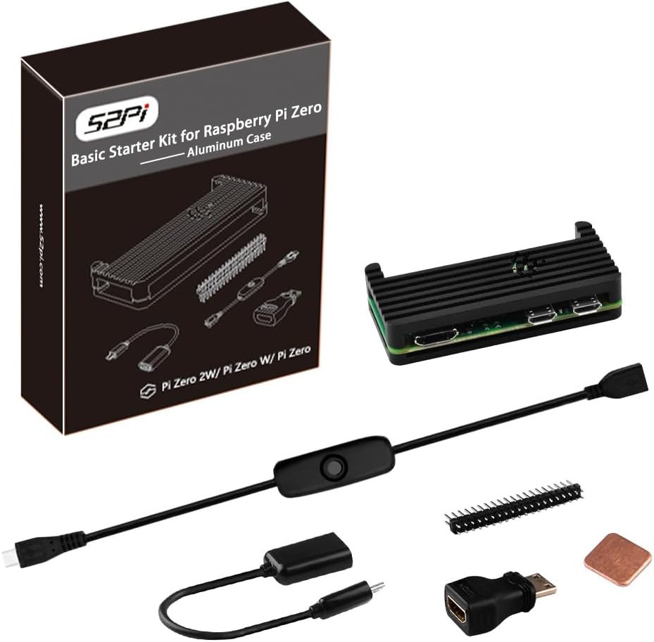 Case for Raspberry Pi Zero 2 W/Zero W, with Aluminum Case, 20Pin GPIO Header, Mi