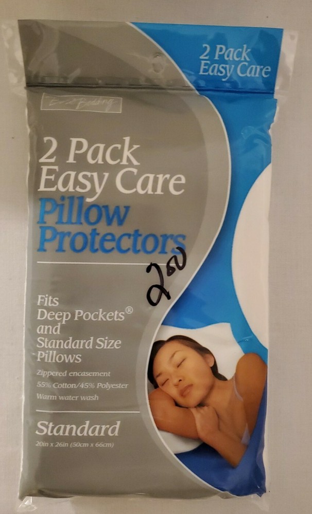 New Bedding Basics Cotton Polyester Pillow Protector Standard Size 2 Pack