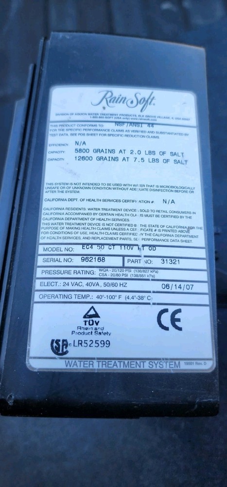 RainSoft EC4 Water Softener Control Panel -Display Console & Valve Assembly