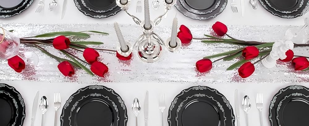 DaYmi Bla Sier Plastic Plates & Sier Plastic Sierware, Bla