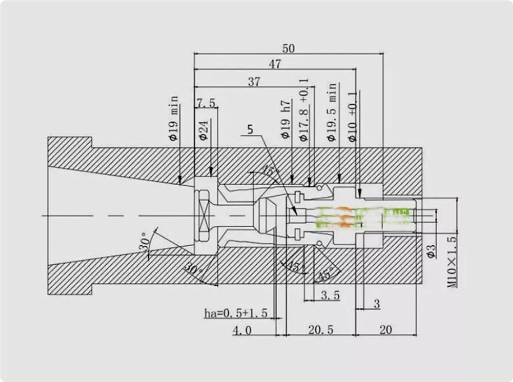 BT30 4Petal Clamp Pull Claw Tools CNC Spindle 45 Degree Outer Screw Pull Parts