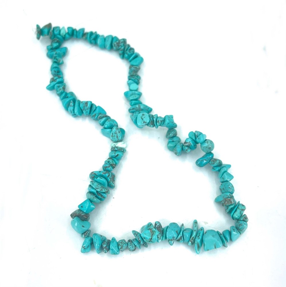 Blue Turquoise Nugget Chip Beads 16"