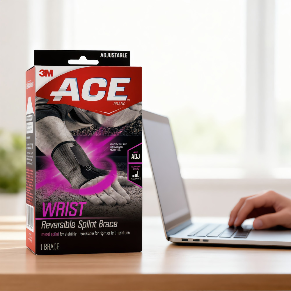 ACE Reversible Wrist Brace Splint Adjustable Support Left/Right Hand 1 Count