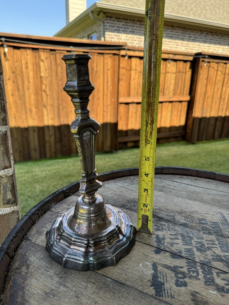 Antique Louis XIV Silvered Bronze Candlestick