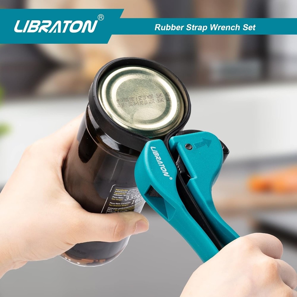 Versatile 2-Piece Adjustable Strap Wrench Set - Durable Oil Filter & Jar Opener