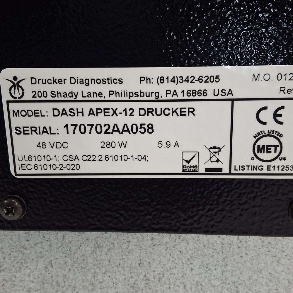 Drucker Diagnostics Dash Apex 12 Centrifuge