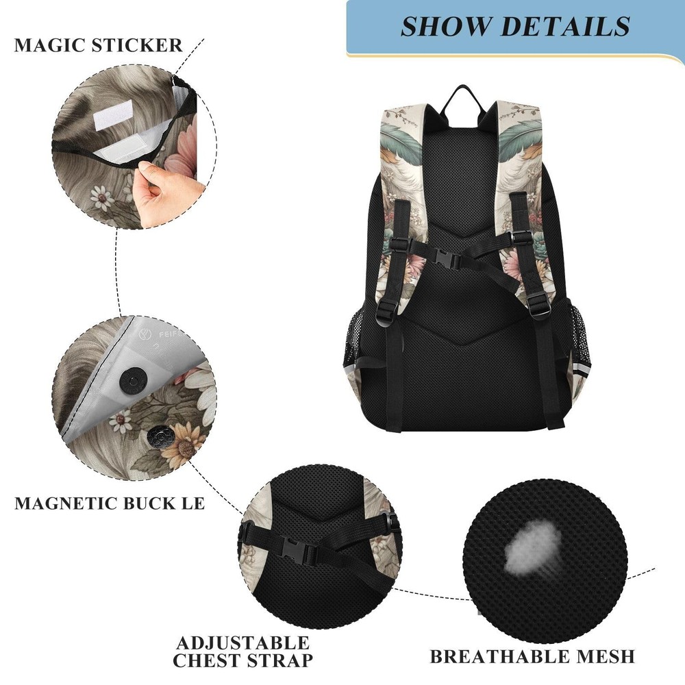 senya Wolf Backpack for Boys Girls, Flower Dreamcatcher Wolf Backpack Student...