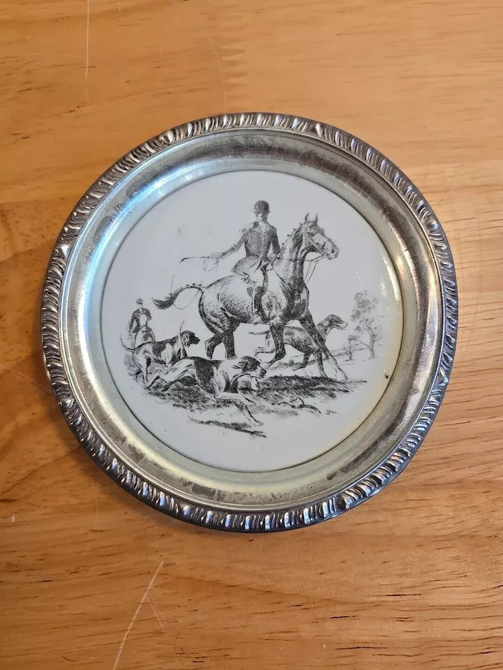 3 Frank Whiting Sam Savitt Equestrian Hunting Sterling Silver Coasters