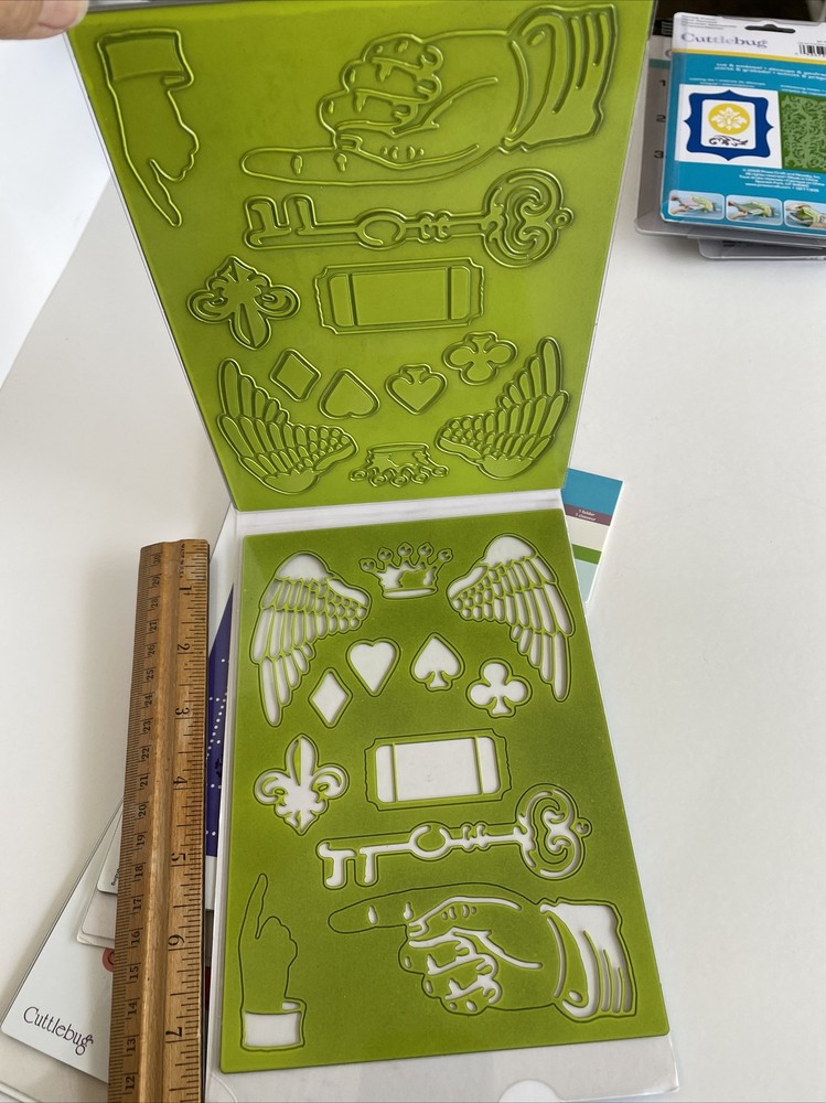 3 Cuttlebug Embossing Plus Cut and Emboss Folders Collage, Tags and Alphabet
