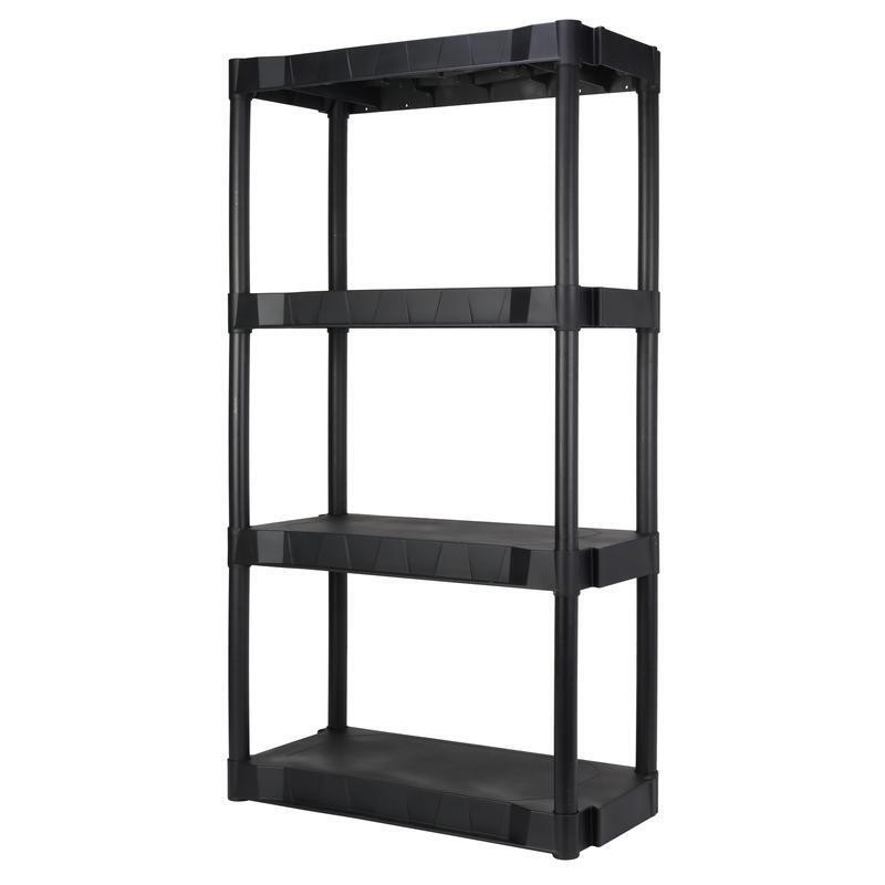 4-Tier Plastic Shelving Unit Easy Assembly Durable Storage Garage Utility New
