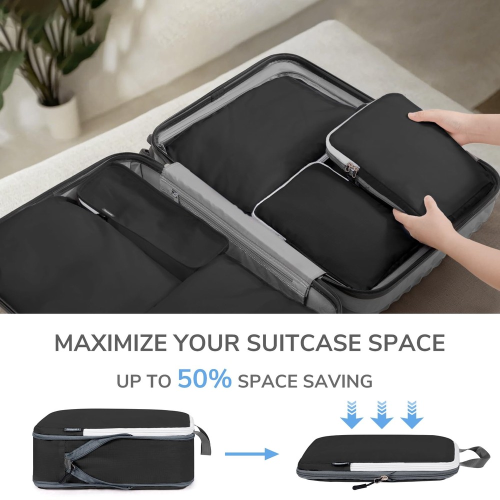 Compression Packing Cubes, 7 Set Packing Cubes for Travel, Suitcase Organizer...