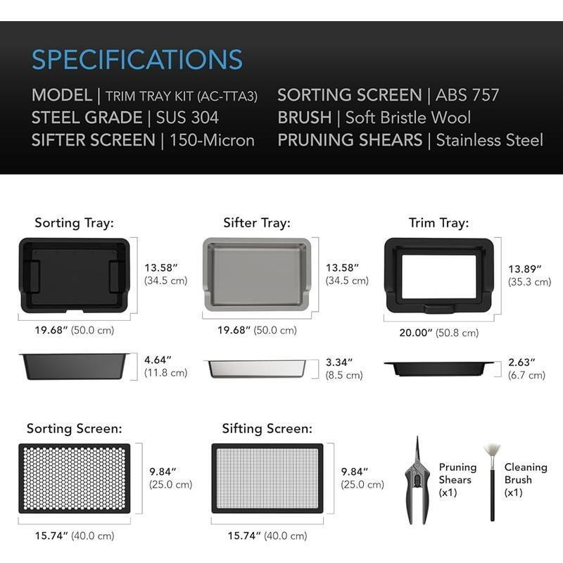 Large Trim Tray System 20-Inch Interchangeable 3-Tray & 2-Screen Kit for Lap Us