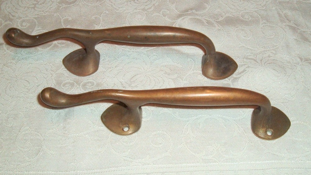 Vtg Pair Heavy Door Pulls 10" Reclaimed