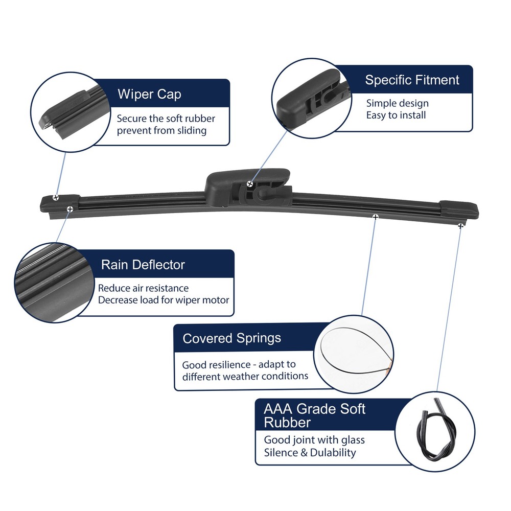 2pcs Rear Windshield Wiper Blade Replacement for Hyundai Veloster 2011-2018