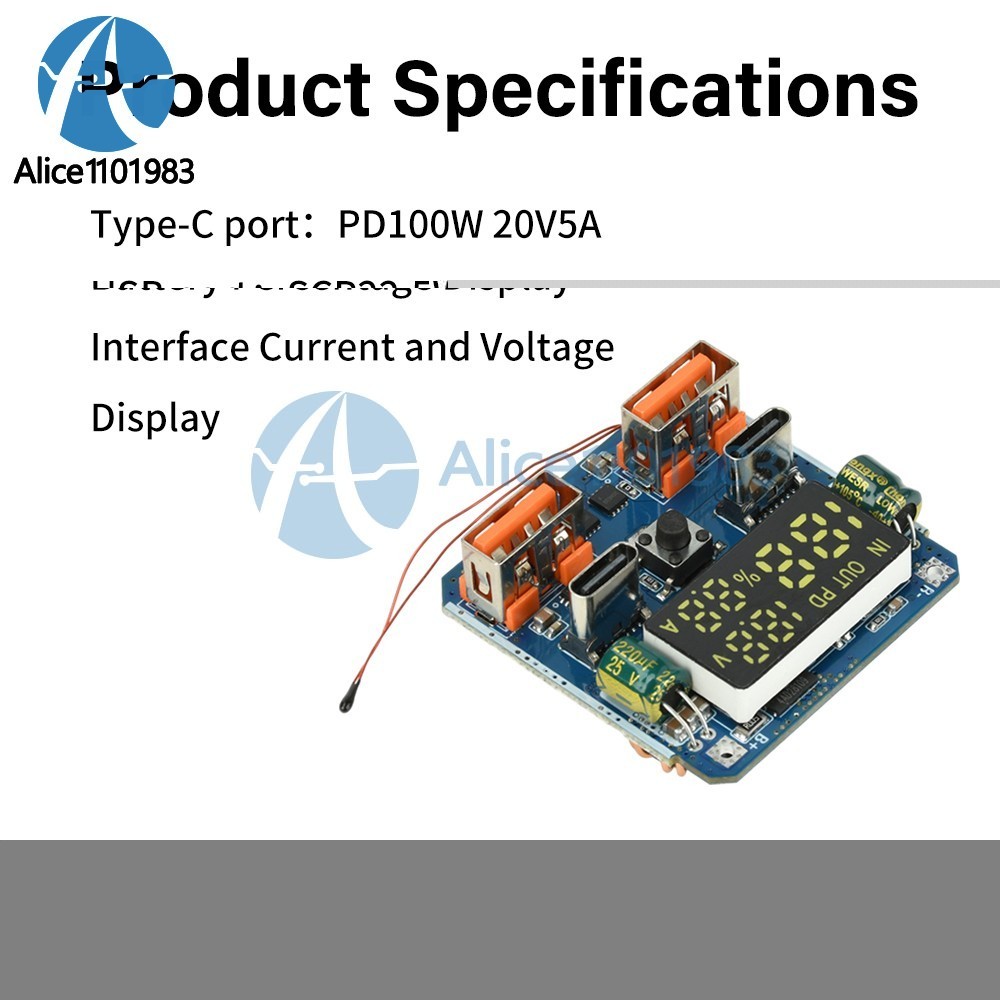 4S PD 100W Bidirectional Fast Charging Module Buck-Boost 20V 5A with Display