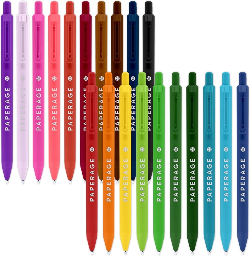 PAPERA l Pens With Retractable Medium Point, Colored l Pens,
