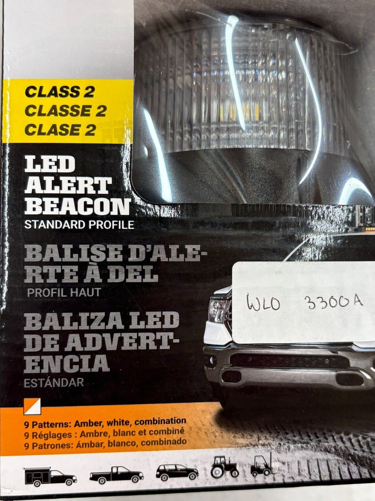 Blazer Amber & White LED Medium Beacon Class 2 Warning Light 12V Clear Lens ^
