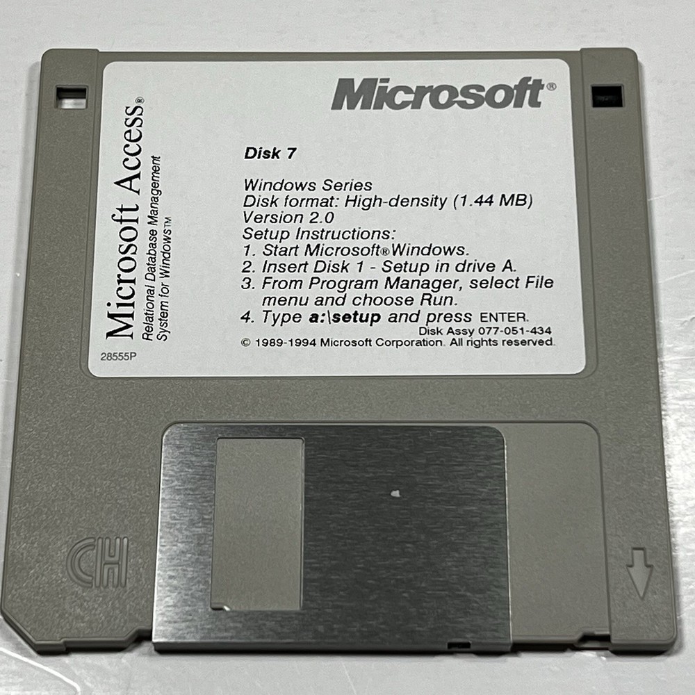 Microsoft Access Version 2 Windows 3.5” Floppy Disc 1994
