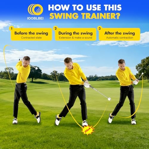 Retractable Golf Swing Trainer, Golf Training Aid & Golf Grip Trainer for