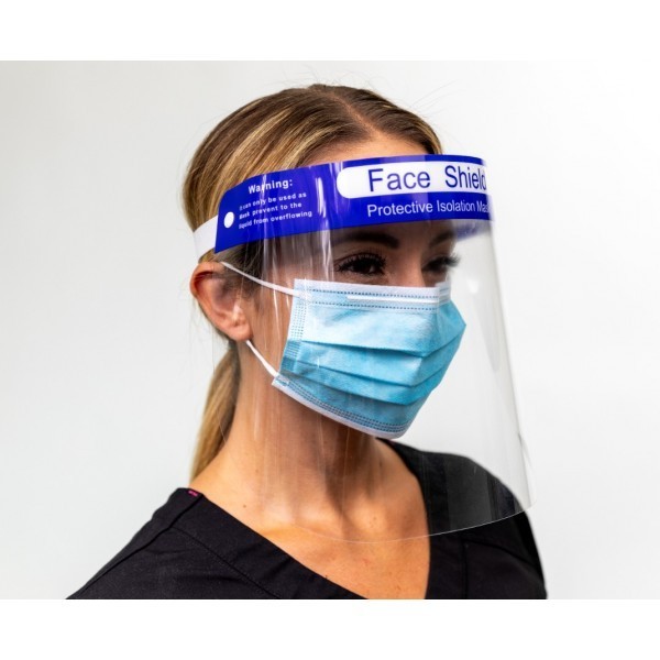 Blue Face Shield Reusable Protective Isolation Mask Adjustable Elastic Headband