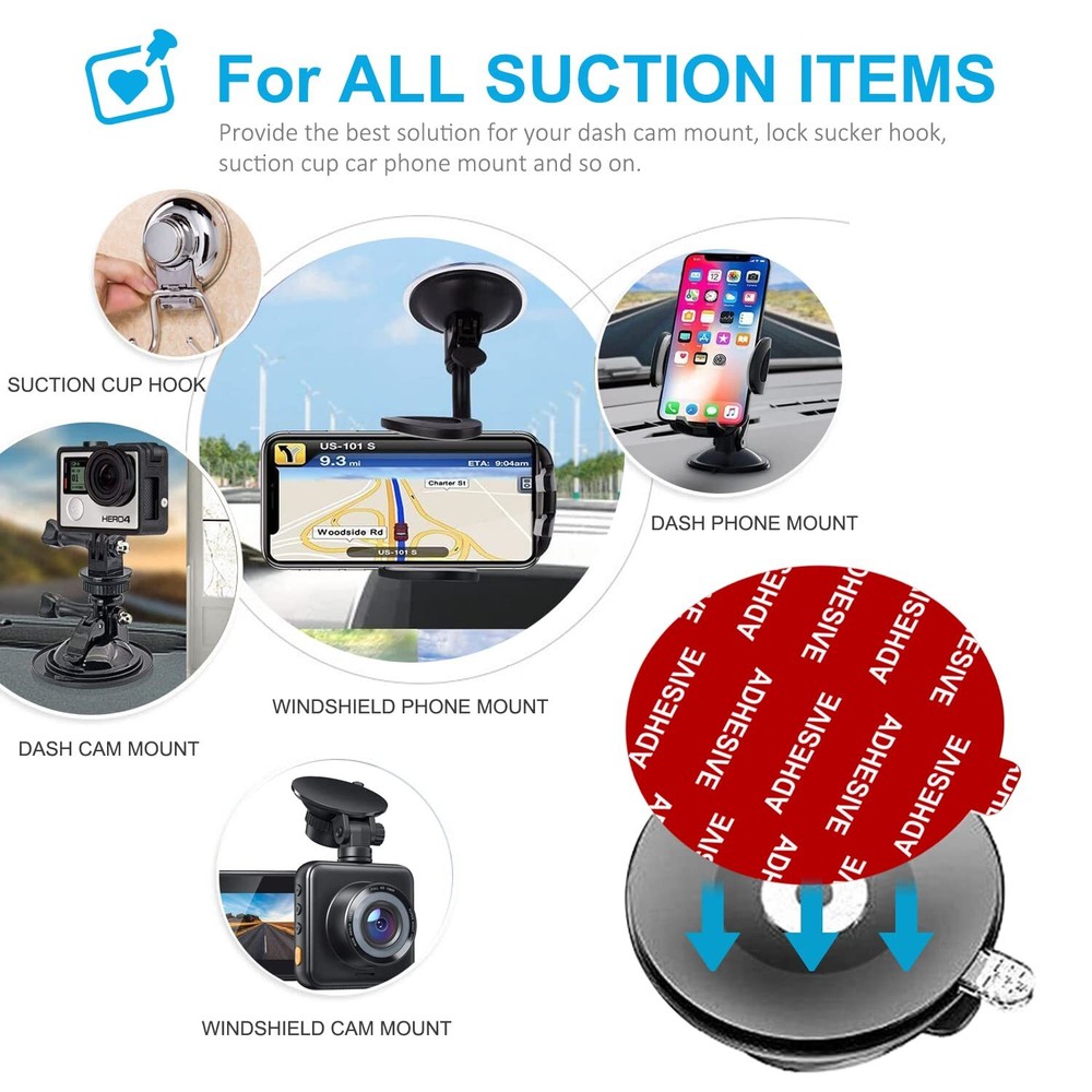 6 Pack Dashboard Pad Mounting Disk Adhesive for Suction Cup Car Phone Holder