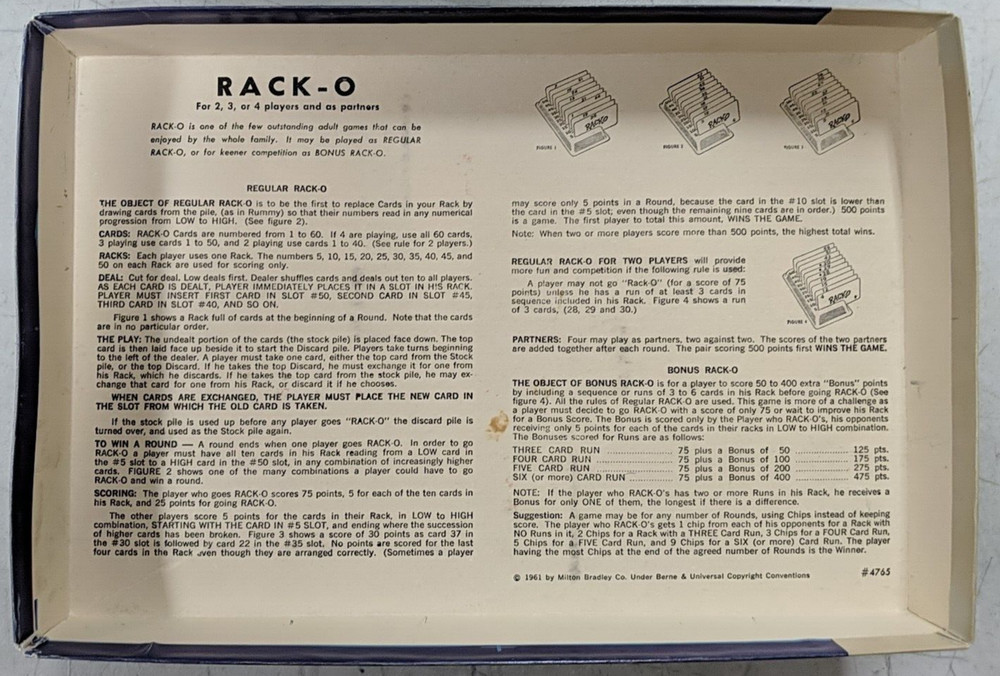 Rack-O 1966 Milton Bradley Complete Vintage Used