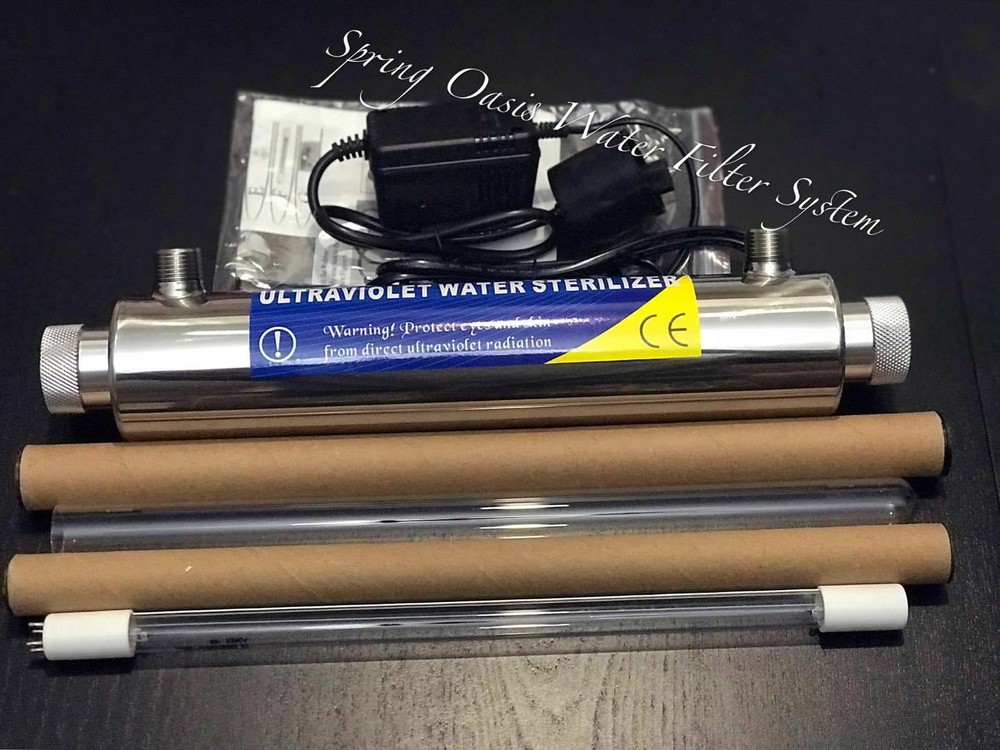 Ultraviolet UV Light 16W(254nm) Water Filter Stainless Steel Chamber w 1/2" Port