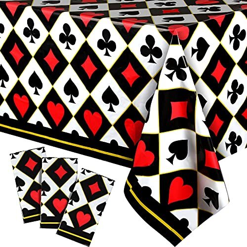 3 Pack Plastic Table Cover Disposable Tablecloth for Playing Cards, 54x108 Inch