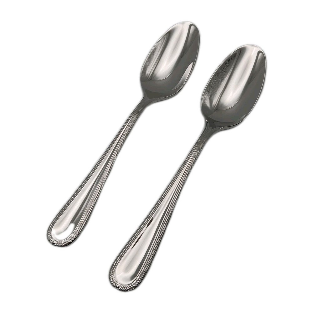 Gorham Braid Place Dinner Oval Spoon 2 Piece Set Stainless Flatware New